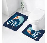 FEHWI Set Tappeti Bagno 2 Pezzi in Microfibra - Tappetino da Bagno Morbido e Antiscivolo - Durevole e Assorbente,La luna addormentata, la camera da letto dei bambini e il sonno, un dolce sogno co