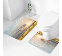 FEHWI Set Tappeti Bagno 2 Pezzi in Microfibra - Tappetino da Bagno Morbido e Antiscivolo - Durevole e Assorbente,Stampa artistica con immagine panoramica di zebre, selvaggia, esotica, lontana, fo