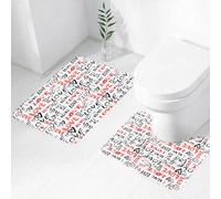 FEHWI Set Tappeti Bagno 2 Pezzi in Microfibra - Tappetino da Bagno Morbido e Antiscivolo - Durevole e Assorbente,San Valentino, lettering d'amore disegnato a mano in stile doodle con pennello