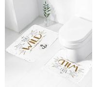 FEHWI Set Tappeti Bagno 2 Pezzi in Microfibra - Tappetino da Bagno Morbido e Antiscivolo - Durevole e Assorbente,Citazione, Resta selvaggio con vortici grunge, curve e frecce, scritta a mano, m