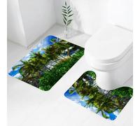 FEHWI Set Tappeti Bagno 2 Pezzi in Microfibra - Tappetino da Bagno Morbido e Antiscivolo - Durevole e Assorbente,Paradiso sull'isola di Hawaii con un cielo spettacolare