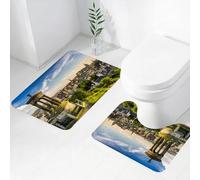 FEHWI Set Tappeti Bagno 2 Pezzi in Microfibra - Tappetino da Bagno Morbido e Antiscivolo - Durevole e Assorbente,Paesaggio urbano, vista aerea della città di Edimburgo con edifici storici, panora