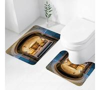 FEHWI Set Tappeti Bagno 2 Pezzi in Microfibra - Tappetino da Bagno Morbido e Antiscivolo - Durevole e Assorbente,Marocchino, Tipica porta marocchina per la vecchia Medina Foto di ingresso con arc