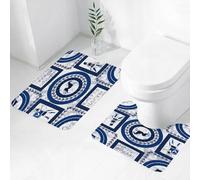 FEHWI Set Tappeti Bagno 2 Pezzi in Microfibra - Tappetino da Bagno Morbido e Antiscivolo - Durevole e Assorbente,Motivo senza soluzione di continuità con lettere greche antiche, cavalli che comba