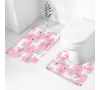 FEHWI Set Tappeti Bagno 2 Pezzi in Microfibra - Tappetino da Bagno Morbido e Antiscivolo - Durevole e Assorbente,Con unicorni magici e arcobaleno. Sfondo da favola infantile per illustrazione su