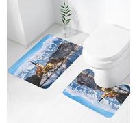 FEHWI Set Tappeti Bagno 2 Pezzi in Microfibra - Tappetino da Bagno Morbido e Antiscivolo - Durevole e Assorbente,Lago di Bled con la chiesa dell'Assunzione di Maria sulla piccola isola; Bled Slov