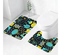 FEHWI Set Tappeti Bagno 2 Pezzi in Microfibra - Tappetino da Bagno Morbido e Antiscivolo - Durevole e Assorbente,Lezione di scienze a tema Biologia Chimica e fisica Protoni Neutroni
