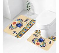 FEHWI Set Tappeti Bagno 2 Pezzi in Microfibra - Tappetino da Bagno Morbido e Antiscivolo - Durevole e Assorbente,Occhio di scarabeo nell'antico Egitto, antica icona della cultura storica