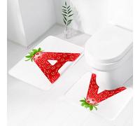 FEHWI Set Tappeti Bagno 2 Pezzi in Microfibra - Tappetino da Bagno Morbido e Antiscivolo - Durevole e Assorbente,Lettera A, Lettera A in stile fragola con alfabeto di foglie verdi