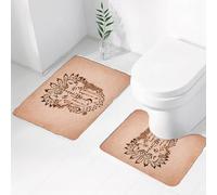 FEHWI Set Tappeti Bagno 2 Pezzi in Microfibra - Tappetino da Bagno Morbido e Antiscivolo - Durevole e Assorbente,Lupo, disegno etnico di animali in un copricapo da guerra decorativo ispirato ai n
