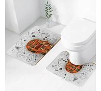 FEHWI Set Tappeti Bagno 2 Pezzi in Microfibra - Tappetino da Bagno Morbido e Antiscivolo - Durevole e Assorbente,Libreria in legno della saggezza a forma di testa umana, libri, conoscenza astratt