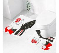 FEHWI Set Tappeti Bagno 2 Pezzi in Microfibra - Tappetino da Bagno Morbido e Antiscivolo - Durevole e Assorbente,Decorazione bizzarra, Cappuccetto Rosso ama il lupo orribile e malvagio