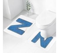FEHWI Set Tappeti Bagno 2 Pezzi in Microfibra - Tappetino da Bagno Morbido e Antiscivolo - Durevole e Assorbente,Lettera N, lettera maiuscola N con design del carattere dell'alfabeto denim