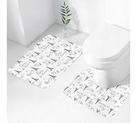 FEHWI Set Tappeti Bagno 2 Pezzi in Microfibra - Tappetino da Bagno Morbido e Antiscivolo - Durevole e Assorbente,Modello vettoriale senza soluzione di continuità con i viaggi a Parigi, Francia.