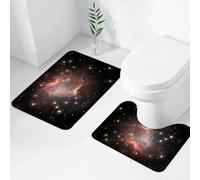 FEHWI Set Tappeti Bagno 2 Pezzi in Microfibra - Tappetino da Bagno Morbido e Antiscivolo - Durevole e Assorbente,Cielo stellato, un'affascinante nebulosa illuminata da stelle vicine nel vasto spa
