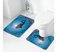 FEHWI Set Tappeti Bagno 2 Pezzi in Microfibra - Tappetino da Bagno Morbido e Antiscivolo - Durevole e Assorbente,Sotto il mare, subacqueo circondato da branchi di pesci da immersione