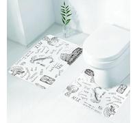 FEHWI Set Tappeti Bagno 2 Pezzi in Microfibra - Tappetino da Bagno Morbido e Antiscivolo - Durevole e Assorbente,Toga Festival, icone dell'epoca romana antica, schizzo dell'elmo del gladiatore de