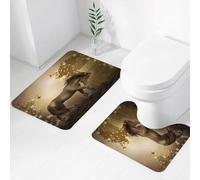 FEHWI Set Tappeti Bagno 2 Pezzi in Microfibra - Tappetino da Bagno Morbido e Antiscivolo - Durevole e Assorbente,Decorazione mistica, cavallo nel roseto Farfalle Fantasia Chiaro di luna