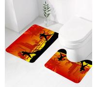 FEHWI Set Tappeti Bagno 2 Pezzi in Microfibra - Tappetino da Bagno Morbido e Antiscivolo - Durevole e Assorbente,Uomo che gioca a baseball in un parco cittadino, baseball, Giocatore di baseball c