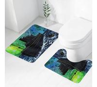 FEHWI Set Tappeti Bagno 2 Pezzi in Microfibra - Tappetino da Bagno Morbido e Antiscivolo - Durevole e Assorbente,Illustrazione ad acquerello di una nave Titanic che affonda con razzi lanciati e u