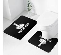 FEHWI Set Tappeti Bagno 2 Pezzi in Microfibra - Tappetino da Bagno Morbido e Antiscivolo - Durevole e Assorbente,Dita medie iconiche in bianco e nero con un messaggio fuck abbozzato che esprime