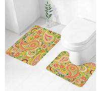 FEHWI Set Tappeti Bagno 2 Pezzi in Microfibra - Tappetino da Bagno Morbido e Antiscivolo - Durevole e Assorbente,Paisley, stampa tradizionale persiana con motivo Paisley con motivo etnico orienta