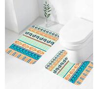 FEHWI Set Tappeti Bagno 2 Pezzi in Microfibra - Tappetino da Bagno Morbido e Antiscivolo - Durevole e Assorbente,Tribù azteca tribale, design a strisce dai toni audaci, splendide strisce in stile