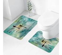 FEHWI Set Tappeti Bagno 2 Pezzi in Microfibra - Tappetino da Bagno Morbido e Antiscivolo - Durevole e Assorbente,Set di libellule acquerellate. Collezione di tti colorati con ali, perfetti per ca