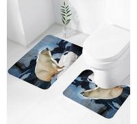 FEHWI Set Tappeti Bagno 2 Pezzi in Microfibra - Tappetino da Bagno Morbido e Antiscivolo - Durevole e Assorbente,Zoo, parco faunistico degli orsi polari, rocce, acqua da, attrazione turistica B,