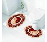FEHWI Set Tappeti Bagno 2 Pezzi in Microfibra - Tappetino da Bagno Morbido e Antiscivolo - Durevole e Assorbente,Insieme culturale Ying Yang, simbolo culturale tradizionale asiatico