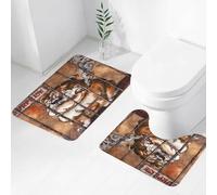 FEHWI Set Tappeti Bagno 2 Pezzi in Microfibra - Tappetino da Bagno Morbido e Antiscivolo - Durevole e Assorbente,Enorme gabbia per sigari per bulldog inglese,