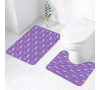 FEHWI Set Tappeti Bagno 2 Pezzi in Microfibra - Tappetino da Bagno Morbido e Antiscivolo - Durevole e Assorbente,Motocicletta, scooter vintage con ponte profondo e ruote da ragazza su un Purple1