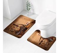 FEHWI Set Tappeti Bagno 2 Pezzi in Microfibra - Tappetino da Bagno Morbido e Antiscivolo - Durevole e Assorbente,Western da, stivali texani americani per chitarra in stile country USA Culture po