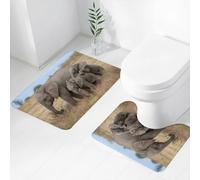 FEHWI Set Tappeti Bagno 2 Pezzi in Microfibra - Tappetino da Bagno Morbido e Antiscivolo - Durevole e Assorbente,Mamma elefante e cucciolo di elefante da safari nella prateria africana