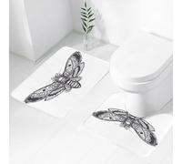 FEHWI Set Tappeti Bagno 2 Pezzi in Microfibra - Tappetino da Bagno Morbido e Antiscivolo - Durevole e Assorbente,La falena ha un teschio sul petto, una falena con un disegno a teschio, una falena