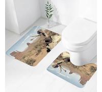 FEHWI Set Tappeti Bagno 2 Pezzi in Microfibra - Tappetino da Bagno Morbido e Antiscivolo - Durevole e Assorbente,Cappello da cowboy occidentale su un ramo di albero secco e