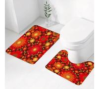 FEHWI Set Tappeti Bagno 2 Pezzi in Microfibra - Tappetino da Bagno Morbido e Antiscivolo - Durevole e Assorbente,Sfondo di fiori colorati e vivaci che si ripetono