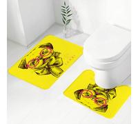 FEHWI Set Tappeti Bagno 2 Pezzi in Microfibra - Tappetino da Bagno Morbido e Antiscivolo - Durevole e Assorbente,Carlino con occhiali rosa e papillon