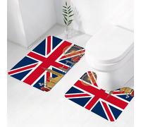 FEHWI Set Tappeti Bagno 2 Pezzi in Microfibra - Tappetino da Bagno Morbido e Antiscivolo - Durevole e Assorbente,Punto di riferimento iconico nnico che mostra famosi edifici londinesi sullo sfond