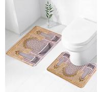 FEHWI Set Tappeti Bagno 2 Pezzi in Microfibra - Tappetino da Bagno Morbido e Antiscivolo - Durevole e Assorbente,Fontana marocchina piastrellata tipica della città di Rabat