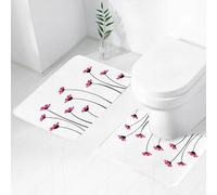 FEHWI Set Tappeti Bagno 2 Pezzi in Microfibra - Tappetino da Bagno Morbido e Antiscivolo - Durevole e Assorbente,Illustrazione di una pianta: una di fiori rosa su una tela bianca pura