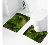 FEHWI Set Tappeti Bagno 2 Pezzi in Microfibra - Tappetino da Bagno Morbido e Antiscivolo - Durevole e Assorbente,Giungla, sentiero nella foresta Thailandia Parco naturale fresco e calmo, escursio