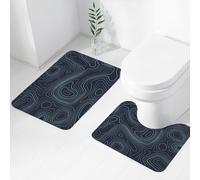 FEHWI Set Tappeti Bagno 2 Pezzi in Microfibra - Tappetino da Bagno Morbido e Antiscivolo - Durevole e Assorbente,Sfondo delle curve di livello della mappa topografica