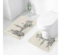 FEHWI Set Tappeti Bagno 2 Pezzi in Microfibra - Tappetino da Bagno Morbido e Antiscivolo - Durevole e Assorbente,Scena moderna della città di Londra con il monumento del Big Ben in stile schizzo