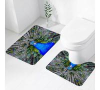 FEHWI Set Tappeti Bagno 2 Pezzi in Microfibra - Tappetino da Bagno Morbido e Antiscivolo - Durevole e Assorbente,Il magnifico pavone, con la sua spettacolare coda larga, mostra la artistica della