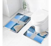 FEHWI Set Tappeti Bagno 2 Pezzi in Microfibra - Tappetino da Bagno Morbido e Antiscivolo - Durevole e Assorbente,Dal molo di legno si può ammirare la vista sul mare e ammirare la tranquillità del