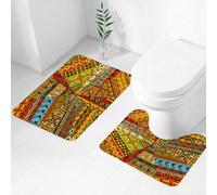 FEHWI Set Tappeti Bagno 2 Pezzi in Microfibra - Tappetino da Bagno Morbido e Antiscivolo - Durevole e Assorbente,Ricco mélange di motivi africani Una celebrazione visiva della cultura