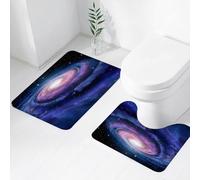 FEHWI Set Tappeti Bagno 2 Pezzi in Microfibra - Tappetino da Bagno Morbido e Antiscivolo - Durevole e Assorbente,L'affascinante galassia si snoda nello spazio con toni blu, viola e rosa tenue