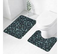 FEHWI Set Tappeti Bagno 2 Pezzi in Microfibra - Tappetino da Bagno Morbido e Antiscivolo - Durevole e Assorbente,Motivo senza soluzione di continuità con un banco di pesci. Sfondi con sagome di p
