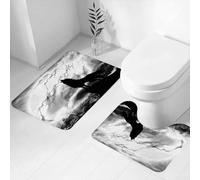 FEHWI Set Tappeti Bagno 2 Pezzi in Microfibra - Tappetino da Bagno Morbido e Antiscivolo - Durevole e Assorbente,Silhouette di un animale che urla su una scogliera sotto la luna piena, cielo dram